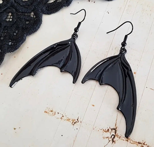 Black Batwing Earrings