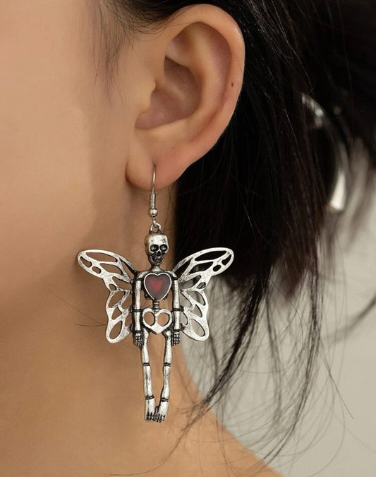 Skeleton Butterfly Gem Earrings