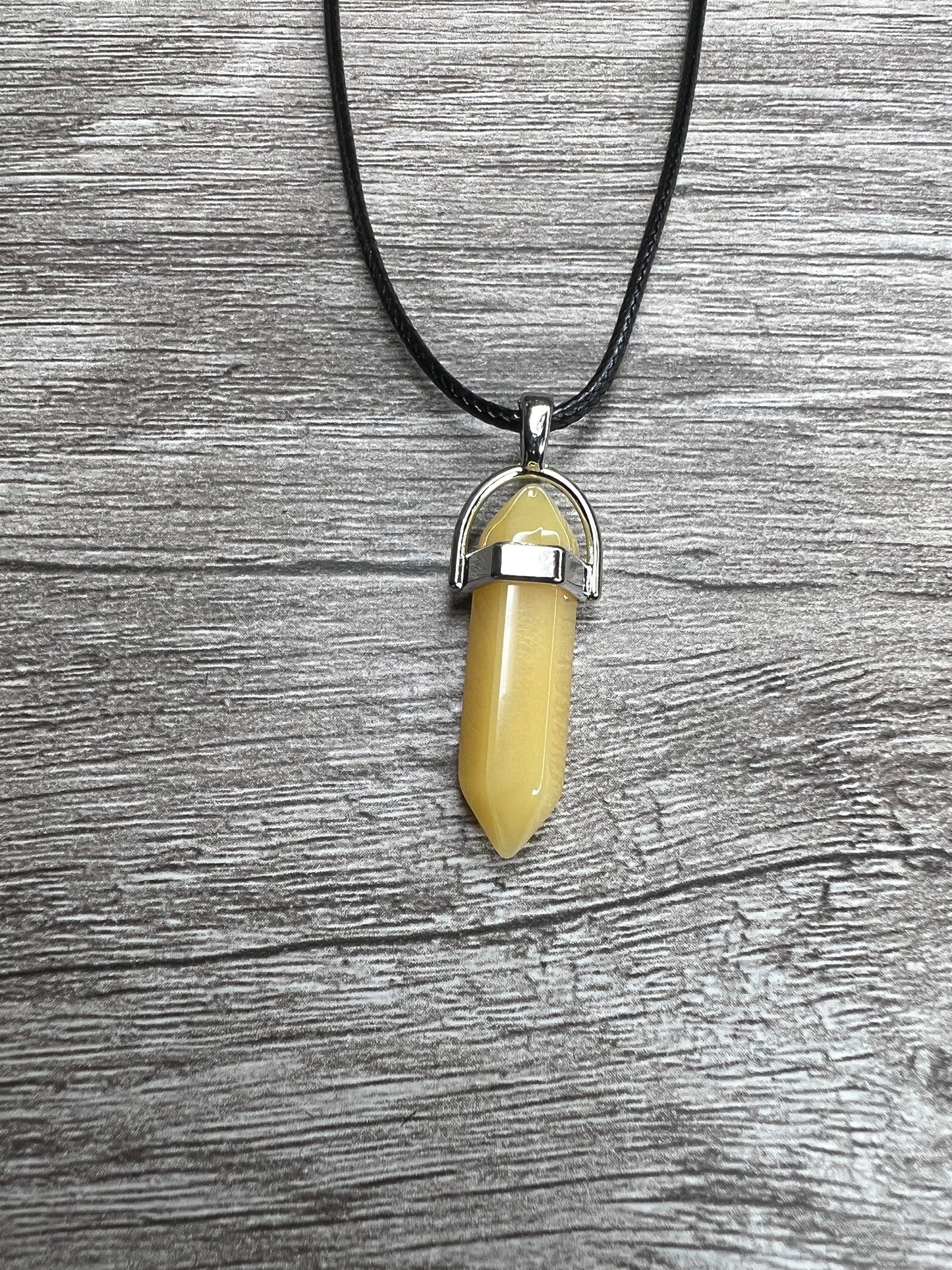 Yellow Jade Energy Stone Pendant Necklace