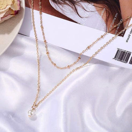 Gold Single Pearl Layered Necklace