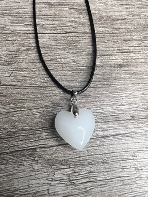 White Jade Heart Necklace