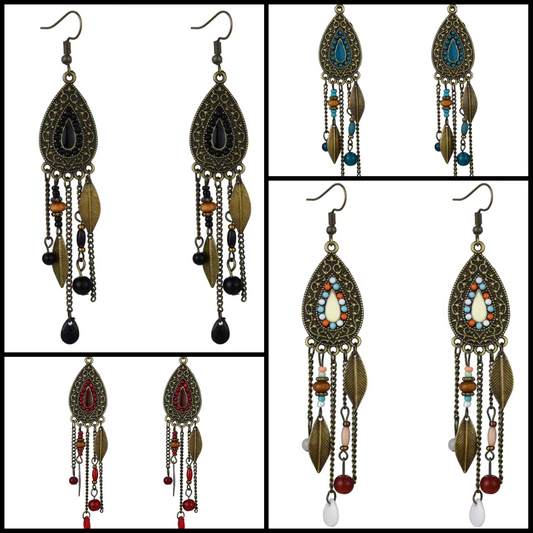 Bohemian Carved Tassel Earrings