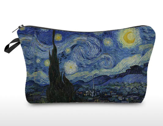 Van Gogh Starry Night Polyester Makeup Bag — 5.35 x 8.65 Inches