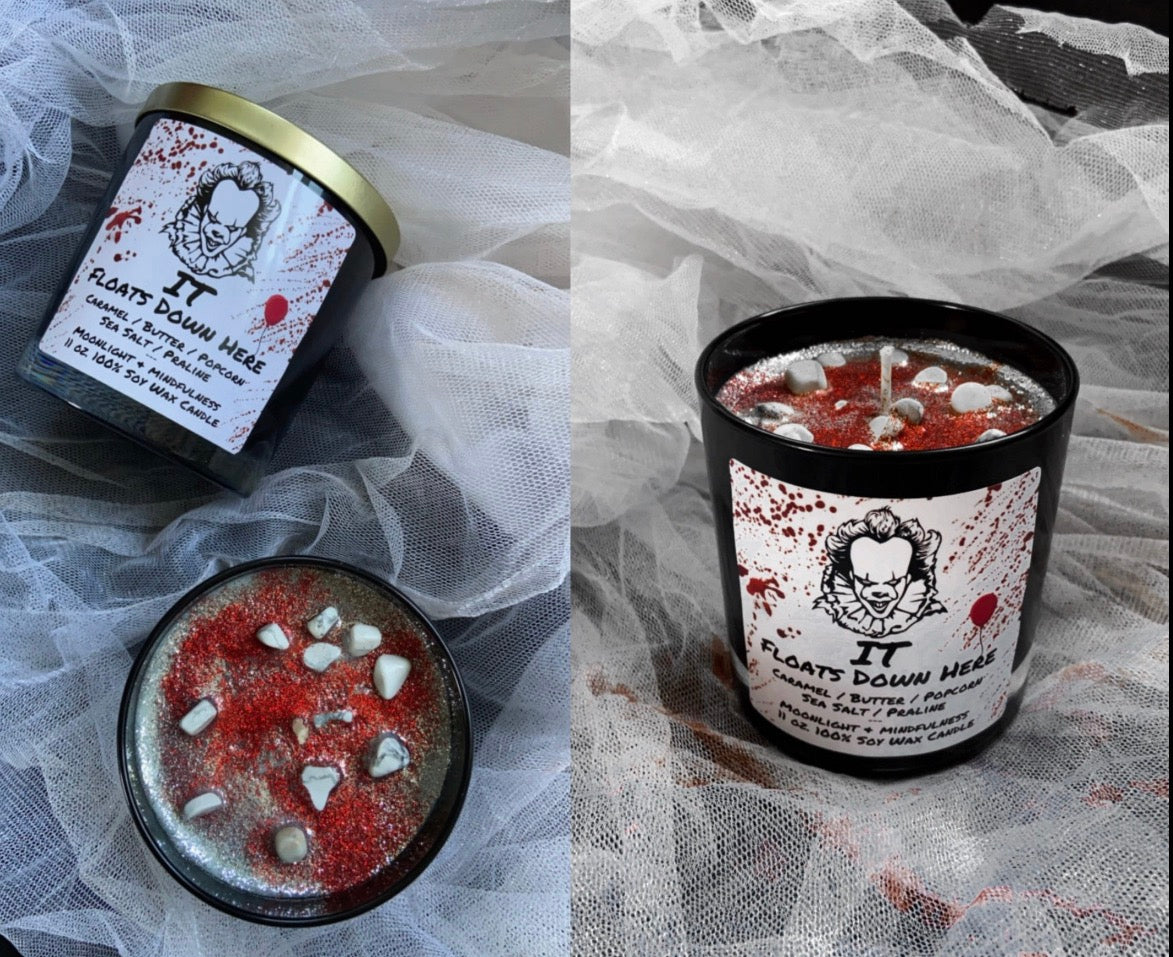 Horror Candles — Soy Wax Crystal / Flower Candles, 11 oz Glass Jar