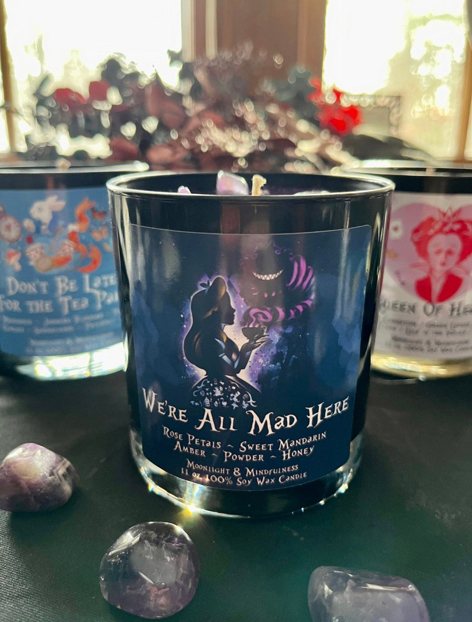 Horror Candles — Soy Wax Crystal / Flower Candles, 11 oz Glass Jar