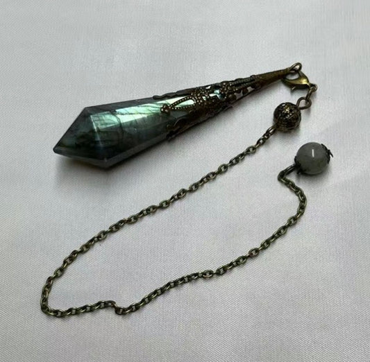 Natural Labradorite Bronze Pendulum