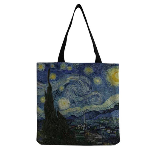 Van Gogh Starry Night Print Canvas Bag 15" x 15.7"