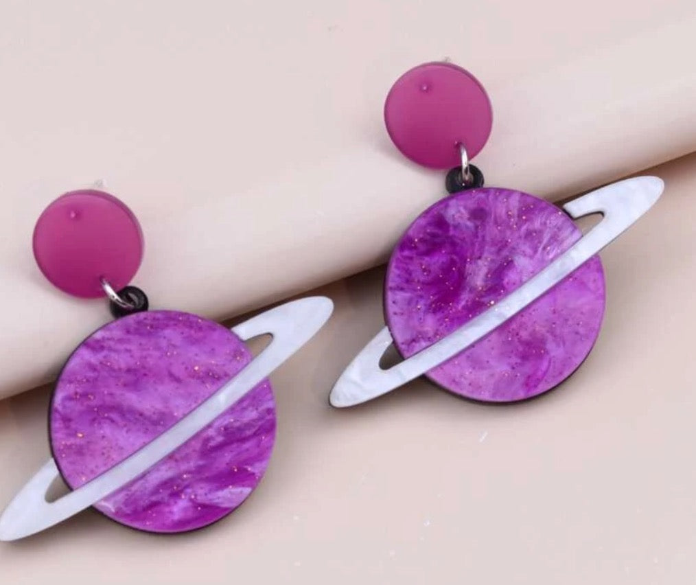 Purple Planet Earrings