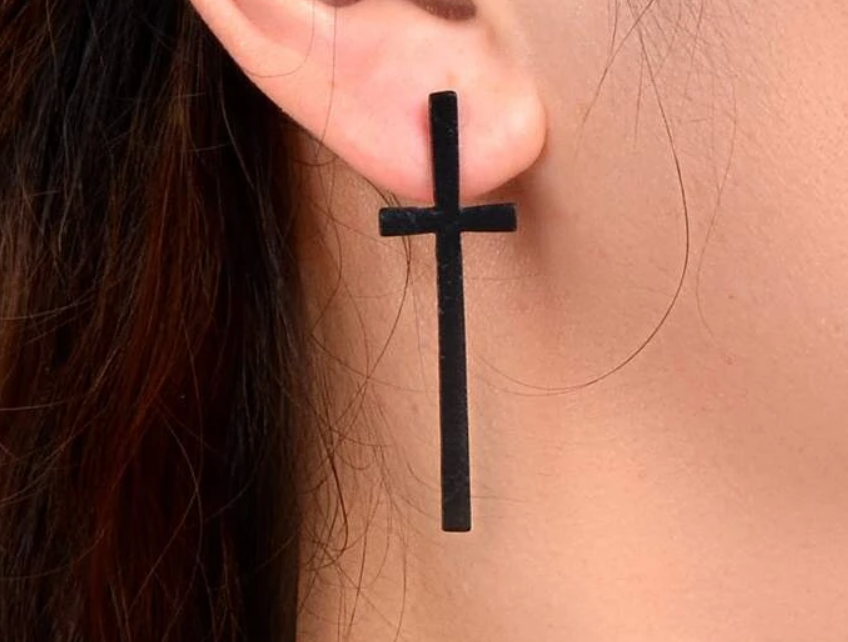 Black Cross Stud Earrings