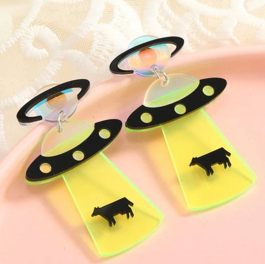 UFO Cow Abduction Earrings