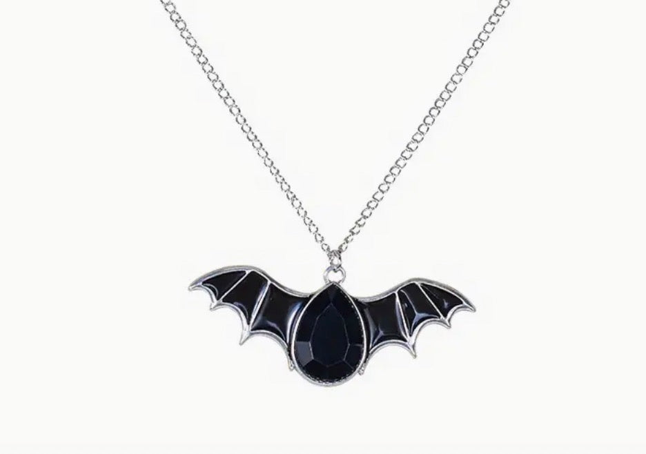 Bat Teardrop-ShapedCrystal Necklace