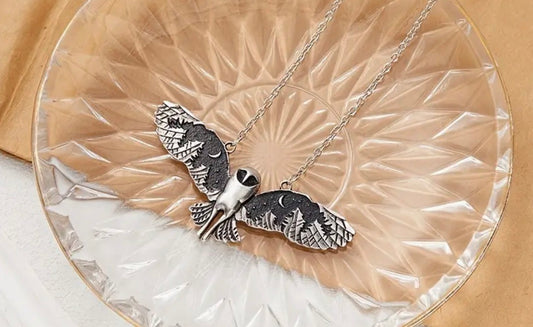 Silver Owl Moon Necklace